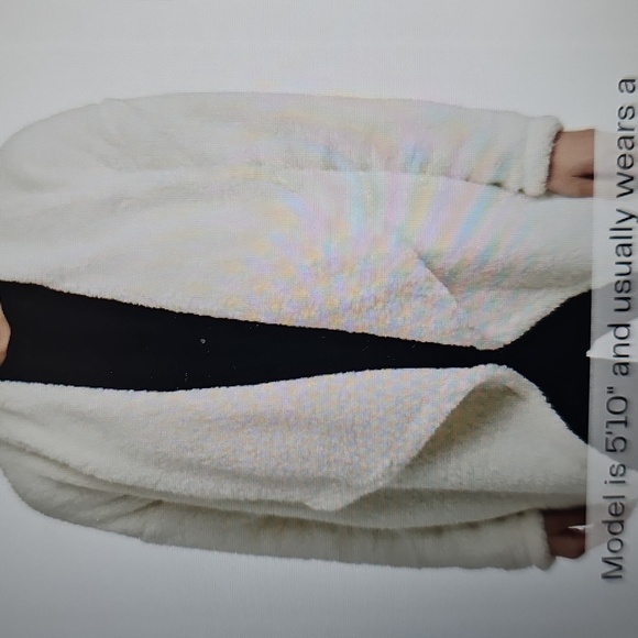 NWT Lucky Brand Soft Faux Shearling Open Front Cardigan Ivory Large - Picture 13 of 14